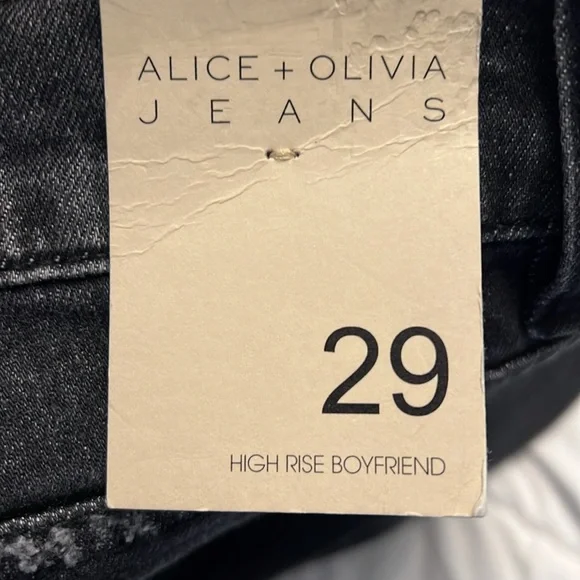 Alice & Olivia black boyfriend jeans new with tags Fringe  rhinestone size29 - Picture 10 of 12
